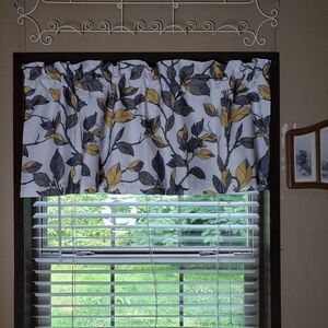 Gray and Yellow Leaves Window Valance Curtain 52x18